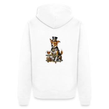Steampunk Corgi Butler - Unisex Premium Organic Zip Hoodie - white - Back - Thijin (182cm)
