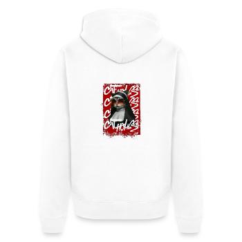 Cat-holics - Unisex Premium Organic Zip Hoodie - white - Back - Thijin (182cm)