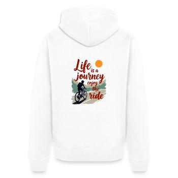 TREND QUOTE JOURNEY - Unisex Premium Organic Zip Hoodie - white - Back - Thijin (182cm)