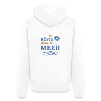 Sie Küste er wollte Meer Lustige Sprüche Humor - Unisex Premium Bio Zip Hoodie - Weiß - Hinten - Thijin (182cm)
