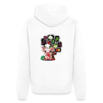 Vegetarian Cooking Piglet Piggy Vegetable Kitchen - Unisex Premium Organic Zip Hoodie - white - Back - Thijin (182cm)