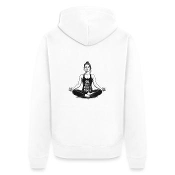 FEEL YOUR SELf - Unisex Premium Organic Zip Hoodie - white - Back - Thijin (182cm)