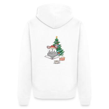 Santa Mouse Christmas Christmas Kids Child - Unisex Premium Organic Zip Hoodie - white - Back - Thijin (182cm)