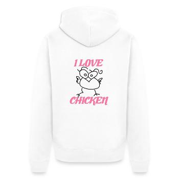 Rosa ich liebe Hühner kreatives Huhn - Unisex Premium Bio Zip Hoodie - Weiß - Hinten - Thijin (182cm)