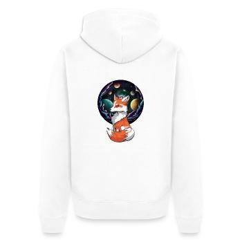 Mystic Fox Foxes Vixen Planet All - Unisex Premium Organic Zip Hoodie - white - Back - Thijin (182cm)