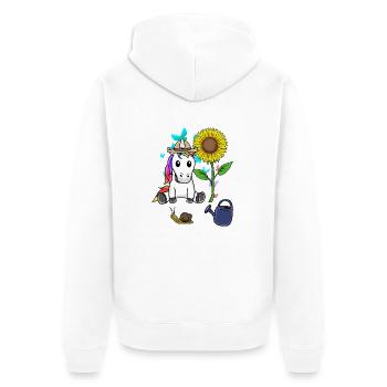 Unicorn Gardener Nature Garden Sunflower Child - Unisex Premium Organic Zip Hoodie - white - Back - Thijin (182cm)