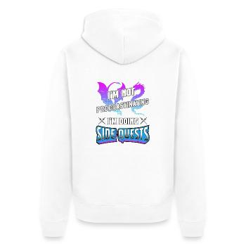 Geschenkidee Gamer Zocker MMORPG Side Quest - Unisex Premium Bio Zip Hoodie - Weiß - Hinten - Thijin (182cm)