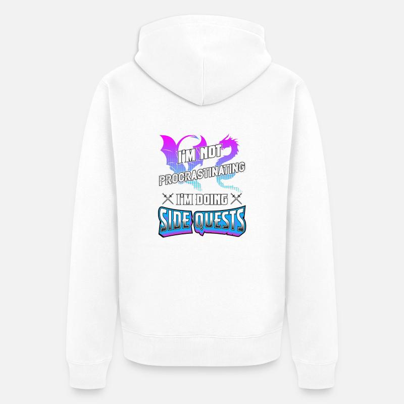 Procrastiner1 - Veste à capuche bio Premium Unisexe - blanc