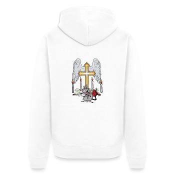 Churches Rat Mouse Cross Crucifix Halloween - Unisex Premium Organic Zip Hoodie - white - Back - Thijin (182cm)