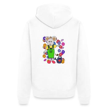 Maus Gärtner Sommer Blumen Gartenarbeit Kinder - Unisex Premium Bio Zip Hoodie - Weiß - Hinten - Thijin (182cm)