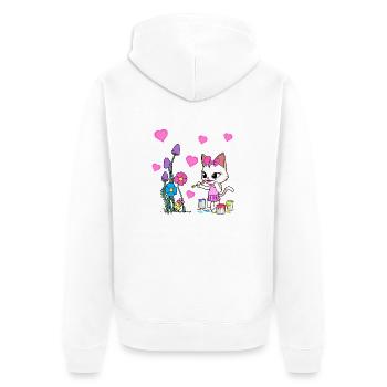 Cat Colorful Spring Flowers Flowers Painting Children - Unisex Premium Organic Zip Hoodie - white - Back - Thijin (182cm)