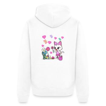 Chat Chats Enfant Enfants Bébé - Veste à capuche bio Premium Unisexe - blanc - Dos - Thijin (182cm)