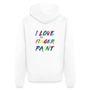 JE SUIS PEINTRE - J’adore peindre au doigt – Peintures au doigt - Veste à capuche bio Premium Unisexe - blanc - Dos - Thijin (182cm)