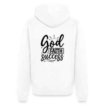 Gott. Glaube. Erfolg - Unisex Premium Bio Zip Hoodie - Weiß - Hinten - Thijin (182cm)