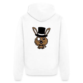 Sir Bunny Monocle Glasses Beard Top Hat Mr. Mr. - Unisex Premium Organic Zip Hoodie - white - Back - Thijin (182cm)