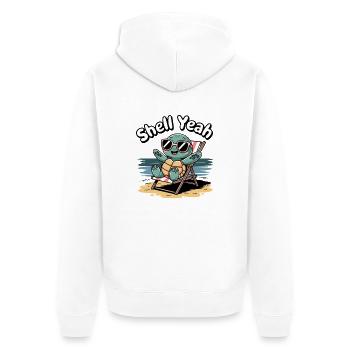 Shell Yeah Cute Turtle Lover Pun Funny Animal - Unisex Premium Organic Zip Hoodie - white - Back - Thijin (182cm)