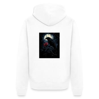 Raven Rose Moon Gloomy Gothic Black Crow - Unisex Premium Organic Zip Hoodie - white - Back - Thijin (182cm)