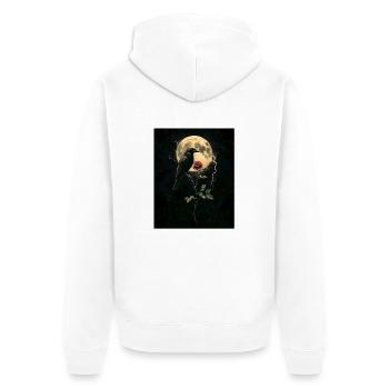 Raven Rose Moon Gloomy Gothic Black Crow - Unisex Premium Organic Zip Hoodie - white - Back - Thijin (182cm)