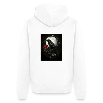 Raven Rose Moon Gloomy Gothic Black Crow - Unisex Premium Organic Zip Hoodie - white - Back - Thijin (182cm)