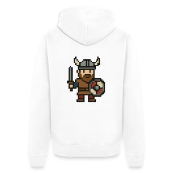 wikinger comic pixel - Unisex Premium Bio Zip Hoodie - Weiß - Hinten - Thijin (182cm)