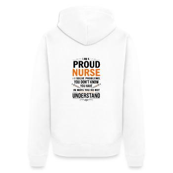 Stolze Krankenschwester Spruch - Unisex Premium Bio Zip Hoodie - Weiß - Hinten - Thijin (182cm)