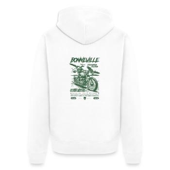 Bonneville Salzwüste Motorrad Vintage Biker - Unisex Premium Bio Zip Hoodie - Weiß - Hinten - Thijin (182cm)