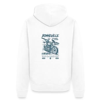 Bonneville Salzwüste Motorrad Vintage Biker - Unisex Premium Bio Zip Hoodie - Weiß - Hinten - Thijin (182cm)