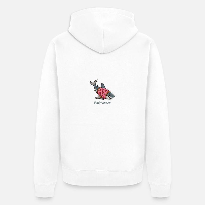 Comic Hai mit Herzpullover - Unisex Premium Bio Zip Hoodie - Weiß