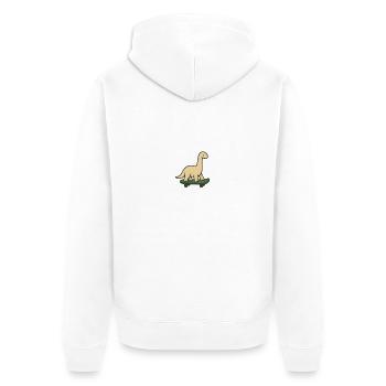 Dino auf Skateboard – Lustige Kinder-Illustration - Unisex Premium Bio Zip Hoodie - Weiß - Hinten - Thijin (182cm)