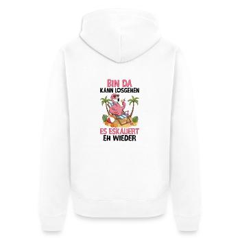 J’y suis, ça peut commencer, ça s’intensifie quand même - Veste à capuche bio Premium Unisexe - blanc - Dos - Thijin (182cm)