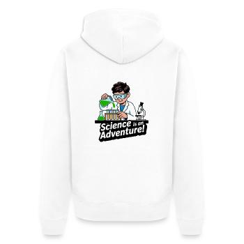 WISSENSCHAFT IST EIN ABENTEUER - Unisex Premium Bio Zip Hoodie - Weiß - Hinten - Thijin (182cm)