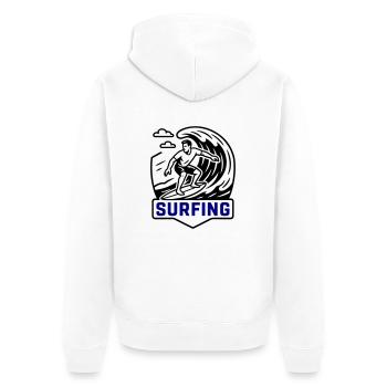 Surfeur symbole surfeur - Veste à capuche bio Premium Unisexe - blanc - Dos - Thijin (182cm)