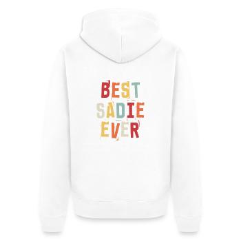 Meilleur Sadie Jamais Prénom Texte Rétro Cadeau - Veste à capuche bio Premium Unisexe - blanc - Dos - Thijin (182cm)