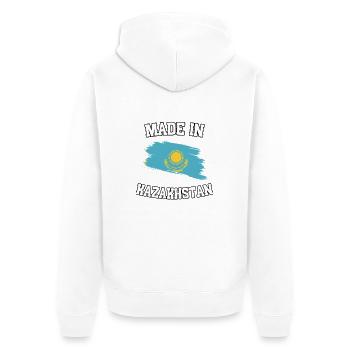 Made in Kasazkhstan - Unisex Premium Bio Zip Hoodie - Weiß - Hinten - Thijin (182cm)