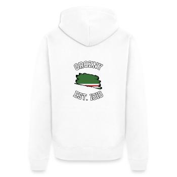 GROZNY EST. 1818 - Unisex Premium Bio Zip Hoodie - Weiß - Hinten - Thijin (182cm)