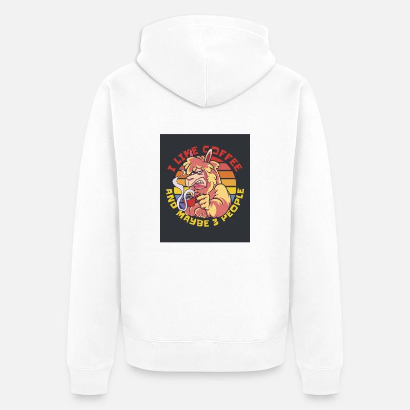 16992 GrumpyAlpacaTshirt PR - Veste à capuche bio Premium Unisexe - blanc