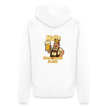 Party Outfit Männer Herren mit Spruch Wochenende - Unisex Premium Bio Zip Hoodie - Weiß - Hinten - Thijin (182cm)
