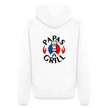 Papas Grill - 3farb - Unisex Premium Bio Zip Hoodie - Weiß - Hinten - Thijin (182cm)