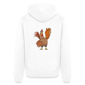 Gockel - Unisex Premium Bio Zip Hoodie - Weiß - Hinten - Thijin (182cm)