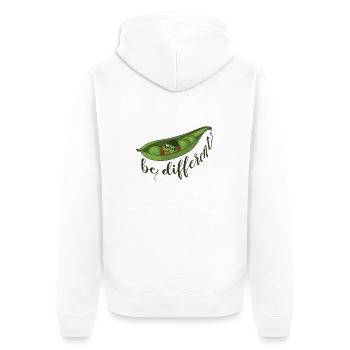 Erbse Hipster different 2 - Unisex Premium Bio Zip Hoodie - Weiß - Hinten - Thijin (182cm)