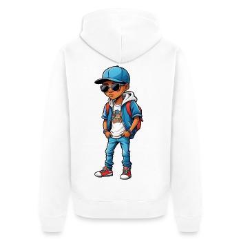 Cooler Cartoon-Teenager - Unisex Premium Bio Zip Hoodie - Weiß - Hinten - Thijin (182cm)