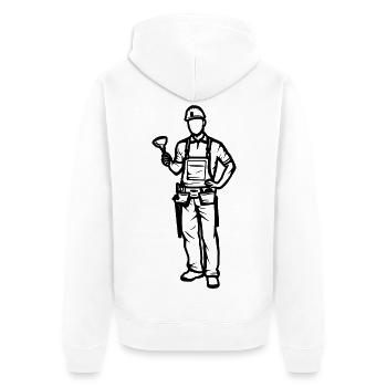 Klempner Junge - Unisex Premium Bio Zip Hoodie - Weiß - Hinten - Thijin (182cm)
