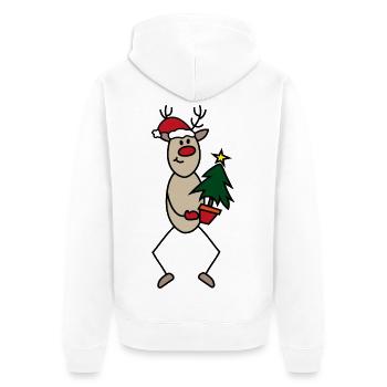 Lustige Weihnachten - Unisex Premium Bio Zip Hoodie - Weiß - Hinten - Thijin (182cm)