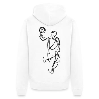 Basketball Skizze - Unisex Premium Bio Zip Hoodie - Weiß - Hinten - Thijin (182cm)