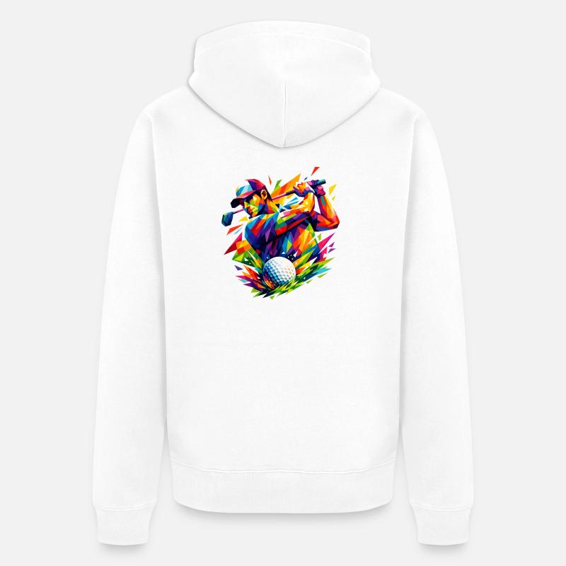 Explosion de couleurs dans les coups de golf - Veste à capuche bio Premium Unisexe - blanc