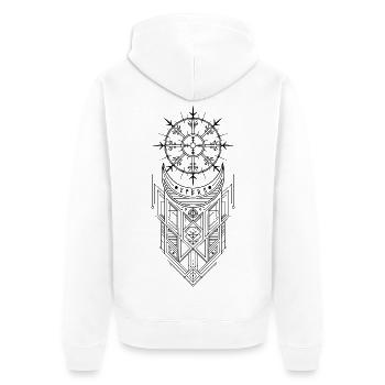 Vegvisir-Runenkompass – Germanische keltische Wikinger - Unisex Premium Bio Zip Hoodie - Weiß - Hinten - Thijin (182cm)