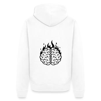 Burning Brain - Brain Mental Health Logo - Unisex Premium Organic Zip Hoodie - white - Back - Thijin (182cm)