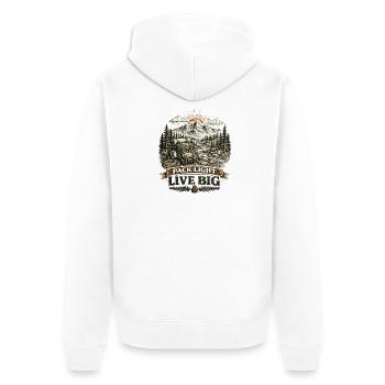 Pack Light Live Big | Hiking Design - Unisex Premium Bio Zip Hoodie - Weiß - Hinten - Thijin (182cm)