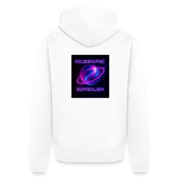 Holographic Surrealism – Neon-Universum - Unisex Premium Bio Zip Hoodie - Weiß - Hinten - Thijin (182cm)