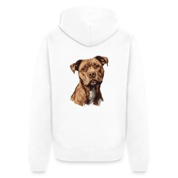 Drôle d’American Staffordshire Terrier chiot - Veste à capuche bio Premium Unisexe - blanc - Dos - Thijin (182cm)